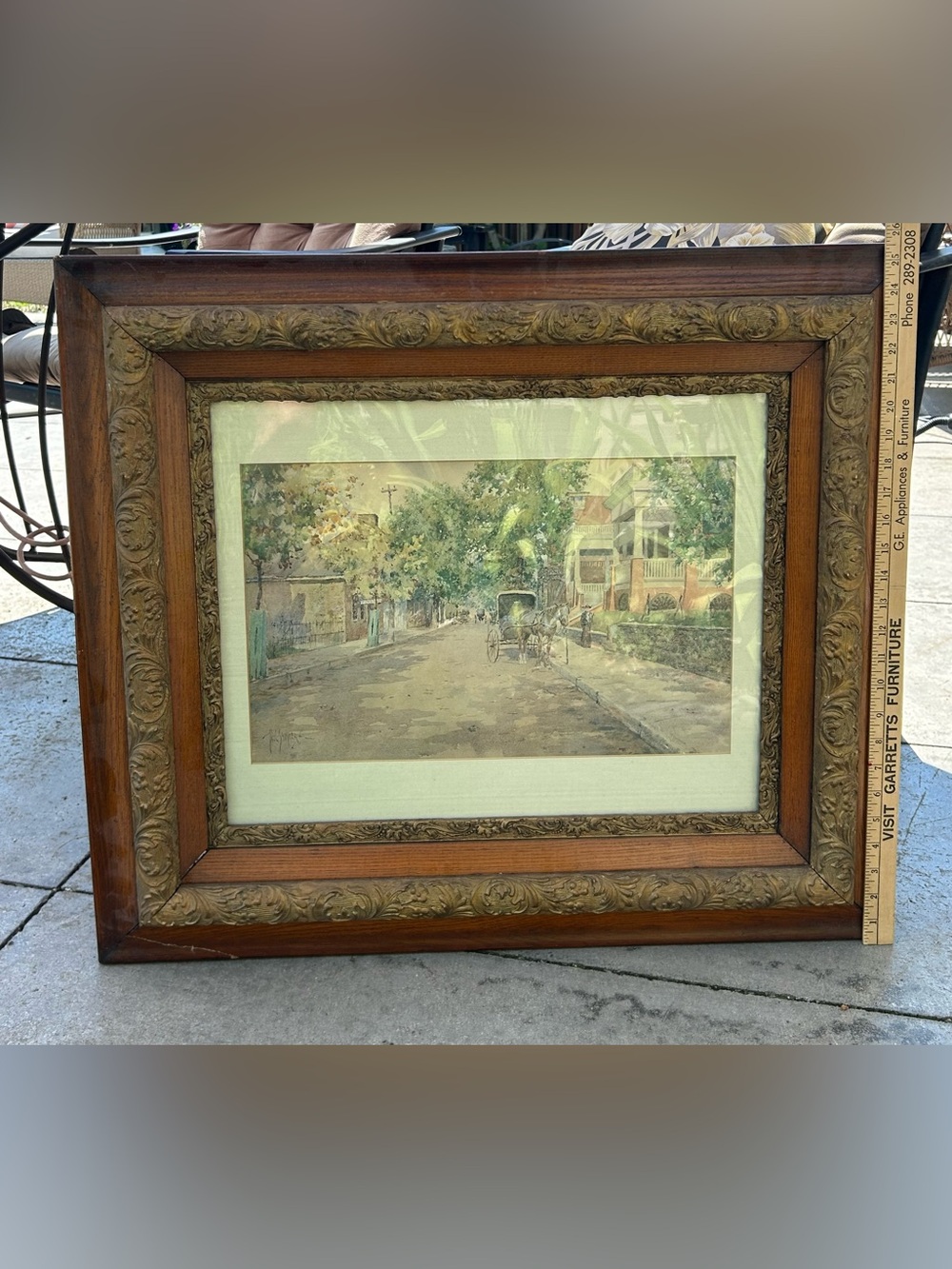 Paul Sawyier watercolor print - Old Elk’s Club in Gilt Wood Frame